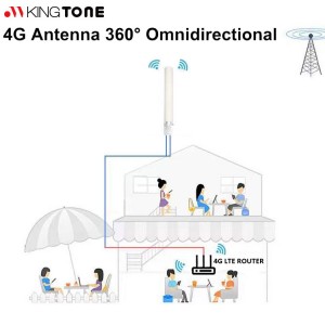 Kingtone 12dbi GSM 3G 4G LTE Aintíní Mimo Seachtrach Allamuigh SMA-Fireann 698-2700MHz Gnóthachan Ard Aeróg Ródaire Omni 2.4G Do Ródaire