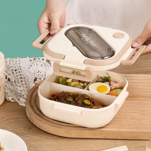 Square high quality environmentally friendly apricot pp lunch box HC-03278