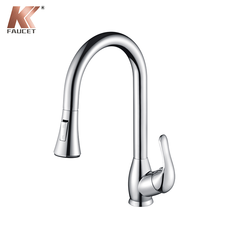KKFAUCET Single Hole Pull-down Kitchen Faucet With Sprayer