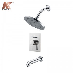 KKFAUCET Shower Trim Kit Nrog Rain Shower Thiab Spout