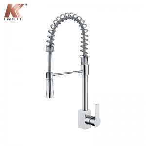KKFAUCET SINGLE HOLE PULL DOWN SPRING KITCHEN FAUCET SPRAYER