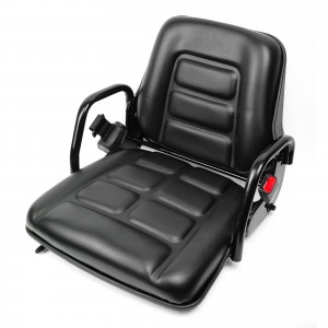Forklift Seat with Integrated Steel Armrest Fold Down Backrest Fits Caterpillar Mitsubishi Doosan forklifts