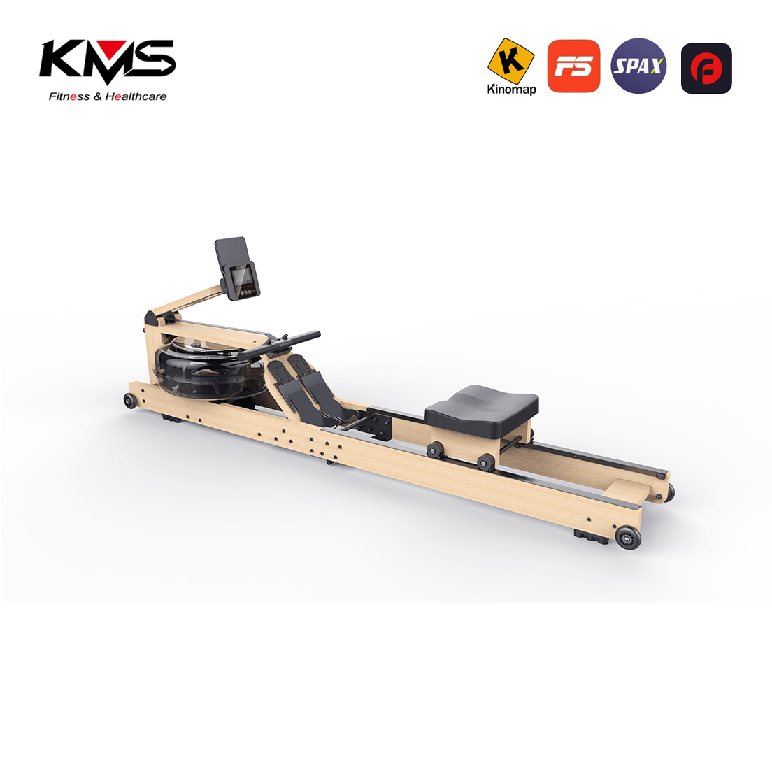 Wood Water Rower ກັບ LCD Monitor Water Resistance