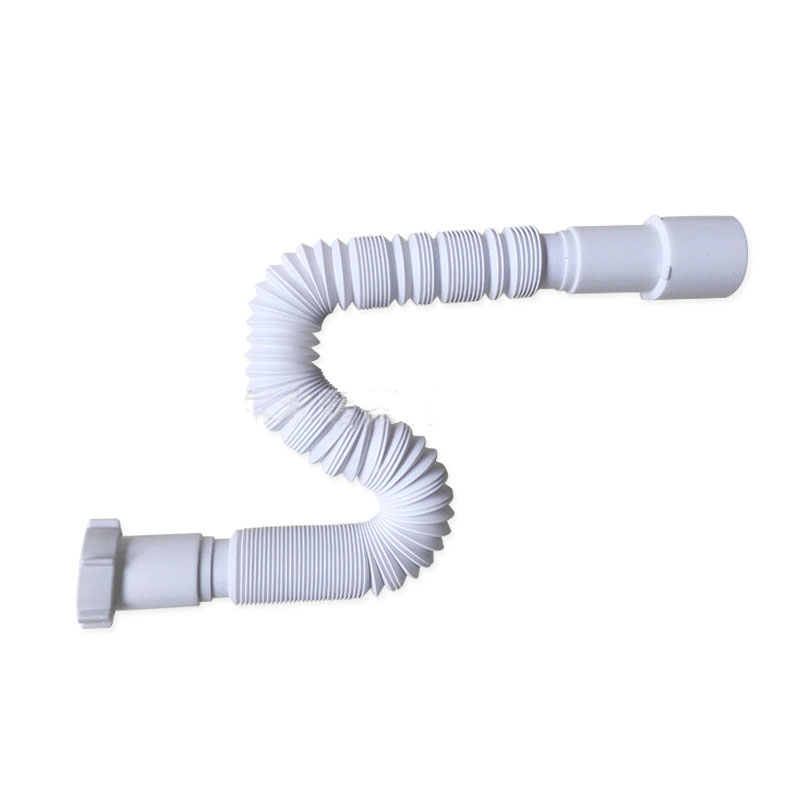 Abflussrohr aus flexiblem Kunststoff für das Badezimmer. Ausgewähltes Bild