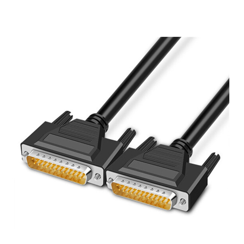 Tooj liab DB25 Cable Txiv neej rau Txiv neej Cable RS232 Serial Port Data Cable Dub