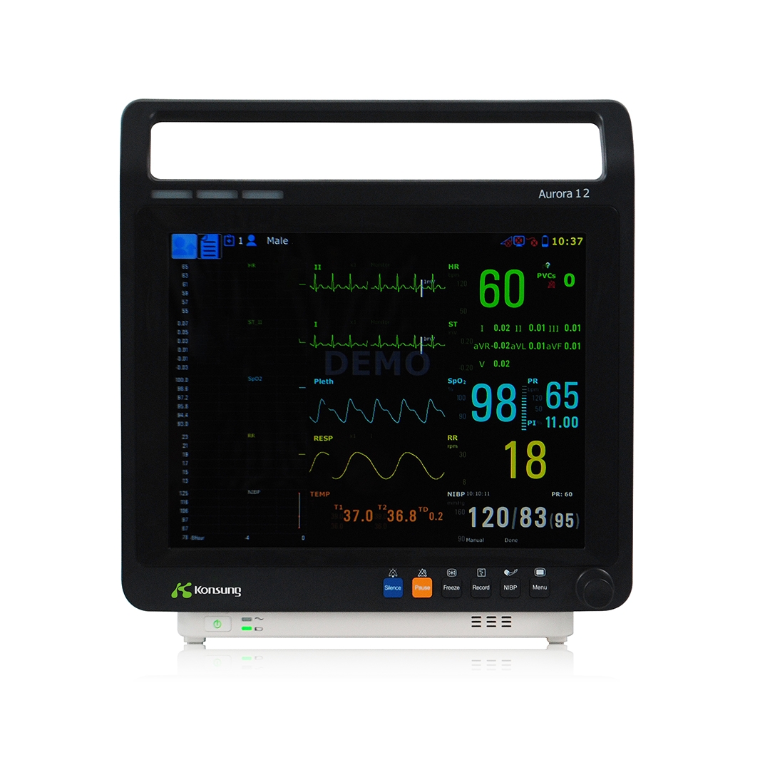 Aurora-12 monitor de paciente de tela grande de 12,1 polegadas com fonte grande e terno de cálculo de drogas para UTI