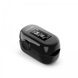 Sonosat-F01W melnas krāsas LED pilnekrāna pārnēsājams pirkstu galiņu asins oksimetrs ar pilnekrāna režīmu