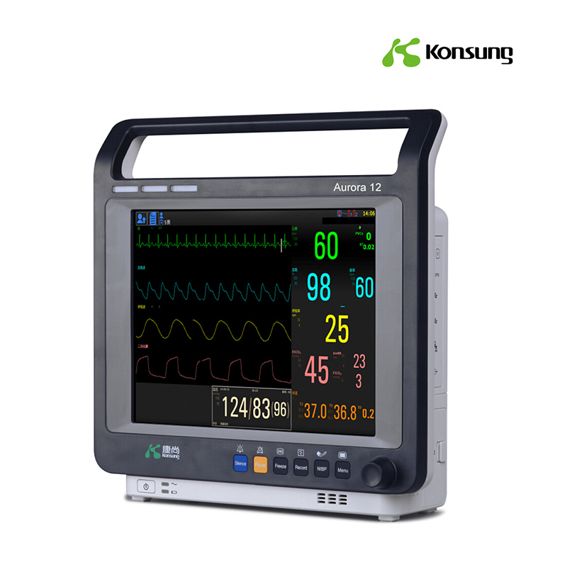 Aurora-12 12,1 collas liela ekrāna pacientu monitors ar lielu fontu un zāļu aprēķināšanas uzvalku ICU piedāvātajam attēlam
