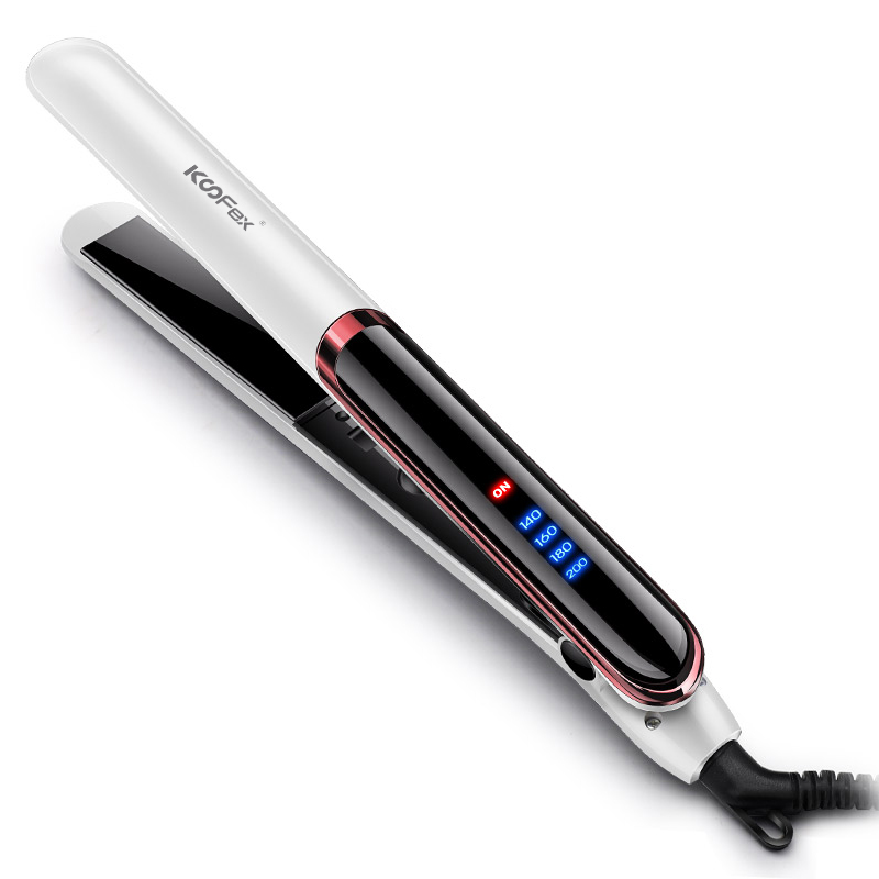 KooFex រចនាម៉ូដថ្មី Custom LED Display Steam Hair Straightener Professional Titanium Flat Irons Hair Styling Straightener