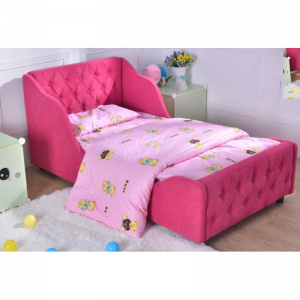 Camas infantis tufadas de design adorável rosa para móveis de quarto de meninas