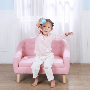 Canapé pour enfants en tissu lin rose mignon pour salon et chambre d'enfants