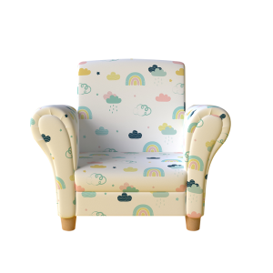 Piękny tapicerowany fotel dziecięcy z nadrukiem