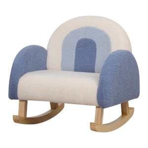 Mecedora de sofá infantil de tela de terciopelo suave con diseño de arcoíris
