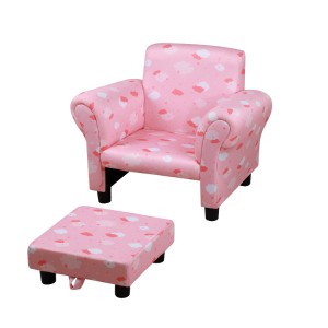 Vaikiška rožinė ir debesuota sofa