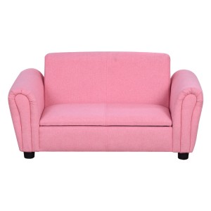 Rožinės dvivietės vaikiškos kėdutės spalva pritaikyta vaikiškų sofų gamyklai