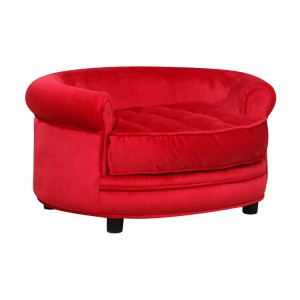 Sofa haiwan kesayangan merah buatan tangan katil anjing bulat katil anjing perabot haiwan peliharaan