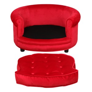 Χειροποίητος κόκκινος καναπές για κατοικίδια γάτας στρογγυλό κρεβάτι σκύλου έπιπλα για κατοικίδια