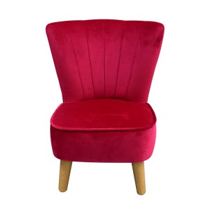 Czerwony, pluszowy, minimalistyczny stołek dziecięcy, zdejmowane nogi sofy, fabrycznie wykonana na zamówienie sofa dziecięca