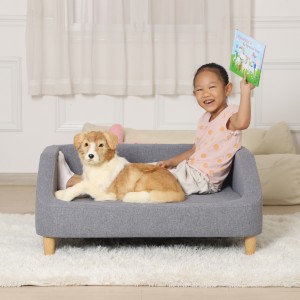 Çermê Faux Çîn Qehweyî Vinyl Dog Cave Pet Bed Sofa Foam Dog Pad