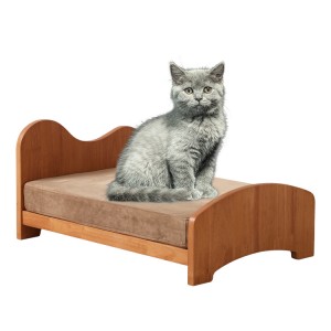 Sofa tempat tidur anjing hewan peliharaan dari kayu buatan tangan yang dapat dicuci