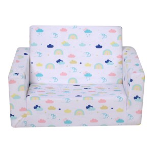 ឆ្នាំ 2023 ក្មេងរចនាម៉ូដដែលលក់ដាច់ បត់ចេញសាឡុង 2-in-1 Flip Open Foam Couch Bed Teddy Fabric