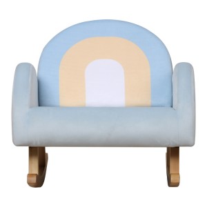 Mīksta samta auduma bērnu dīvāna šūpuļkrēsls ar varavīksnes dizainu