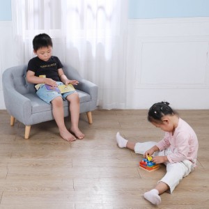 Детски кауч со детски кауч од вештачка кожа со изглед на висококвалитетен лен