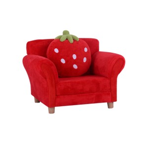 Rosa barnejordbærsofa barnestol med pute