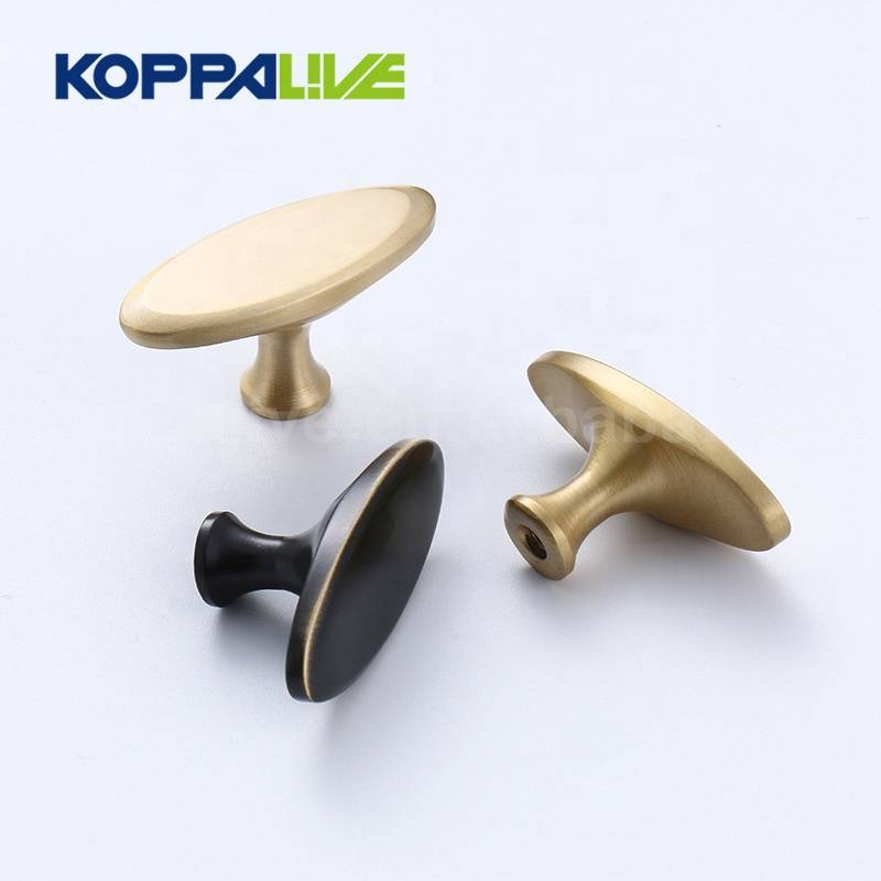 6114-Luxury solid brass gold bedroom kitchen single hole copper pulls knobs for furniture cabinet drawer