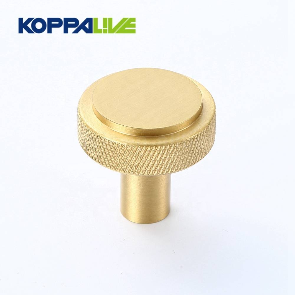 KOPPALIVE luxury gold hardware furniture bedroom single hole solid brass copper cabinet drawer knurled knob