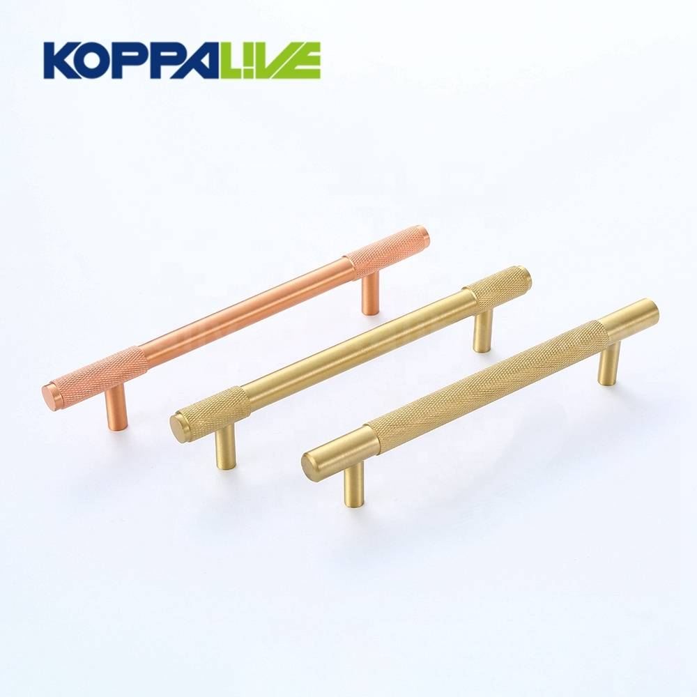 6142Kitchen Furniture Hardware T Bar Copper Drawer Handle Cabinet Cupboard Solid Brass Knurled Pull Handles