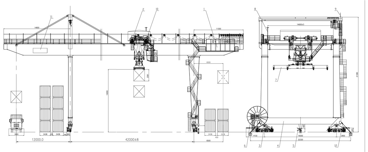 I-RMG Double Girder Rail Egibele Isitsha Se-Gantry Crane