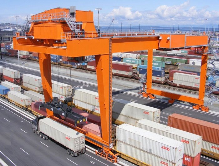 RMG Dubbelbalk Rail Gemonteerde Container Gantry Crane