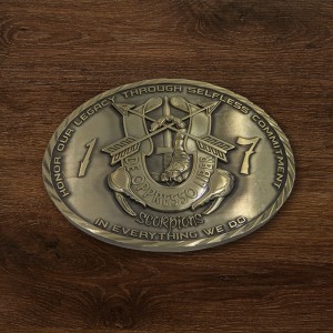 Cataramă de curea din metal auriu antic cu design 3D personalizat pentru onoare