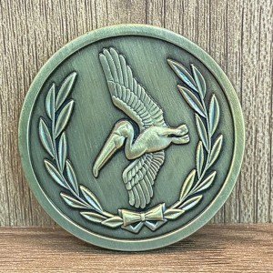 Sinae Manufacture Custom Logo Crane Antique Bronze Challenge Coins