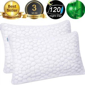 Queen Size Cooling Shredded Memory Foam Pillows ជាមួយនឹងគម្របដែលអាចលាងសម្អាតបាន។