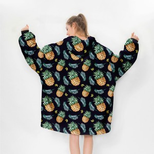 Designer Custom Printed Wearable Hoodie Blanket With Sleeves