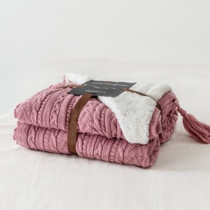 Dekoratif Throw Blanket Tassels Acrylic Knit Chunky Blanket Knitted