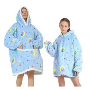 Oversized Soft Sherpa Hoodie Blanket For Couple Women Men Kids