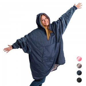 Comfortable Sherpa Sweatshirt Fleece Hooded Blanket For Adult