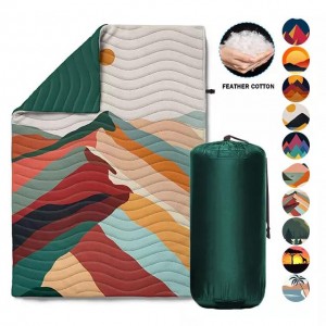 2022 Custom Logo Stampat Waterproof Portable Lightweight Packable Camping Hiking Travel Down Puffy Blanket