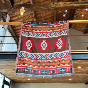 Outdoor Bohemian Style Woven Boho Picnic Blanket na may mga Tassel