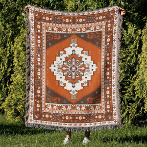 එළිමහන් බොහීමියානු විලාසිතාව වියන ලද Boho Picnic Blanket with Tassels