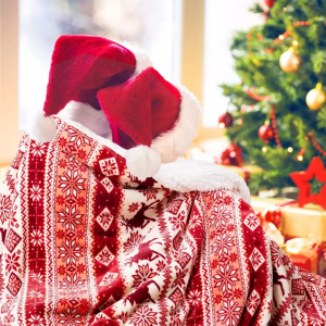 Оптова різдвяно-новорічна подарункова ковдра М'яка ковдра з флісу шерпа з принтом