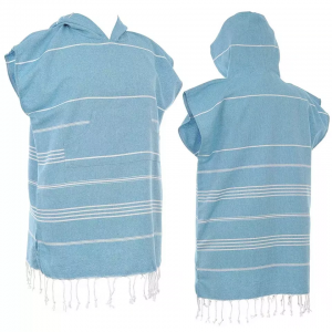 Оптова якість поновлюваної тканини Пісок Менше халата в смужку Великі турецькі пляжні рушники з капюшоном Ванна