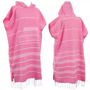 Venda a l'engròs de tela renovable de qualitat sense sorra amb ratlles de bata de bany turcs amb caputxa i tovalloles de platja