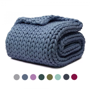 ភួយទម្ងន់ 10lbs ផ្ទាល់ខ្លួនដែលអាចដកដង្ហើមបានយូរអង្វែង Chunky Knit Weighted Blanket