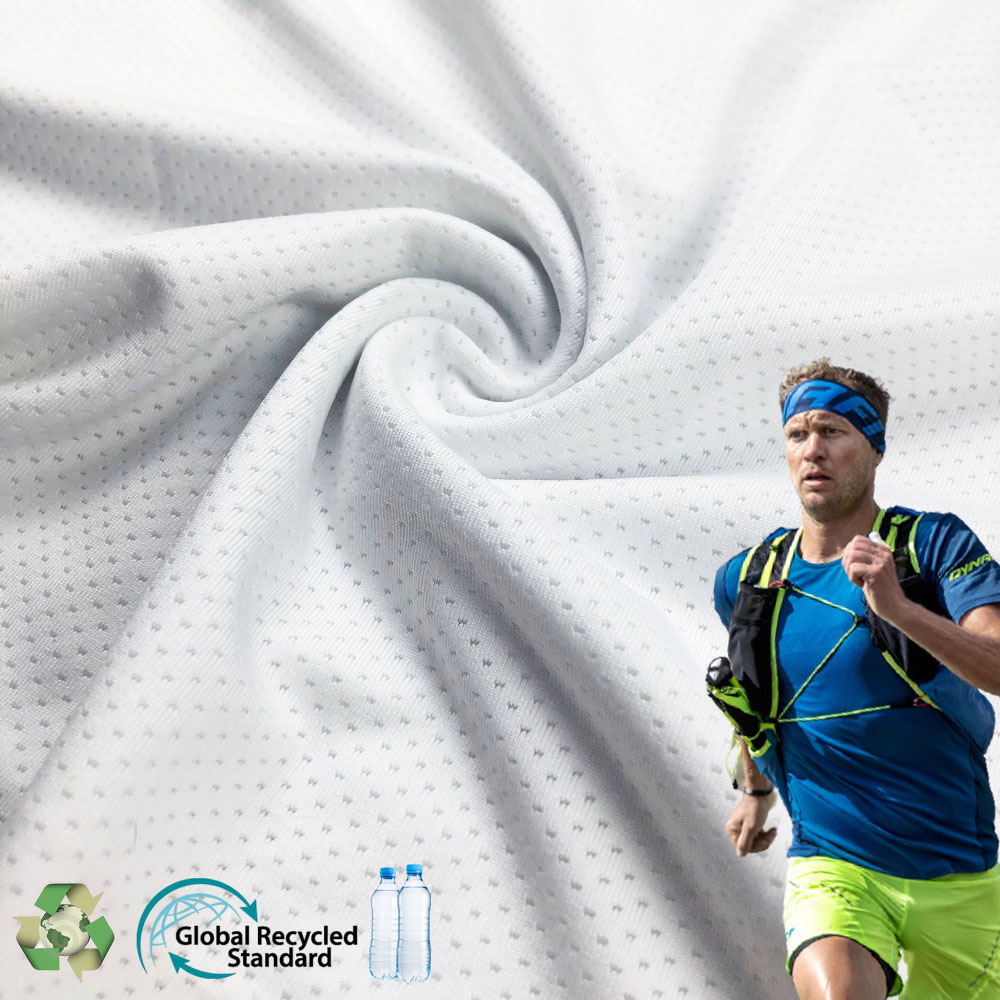 China Soft Recycled Polyester RPET Pet Mesh Milky Jersey Fabric Made From  Recycled Plastic Bottles For T-shirt Sportswear Manufacturer and Supplier