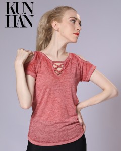 Ženska ljetna modna elegantna majica s izdubljenim vratom i ramenima