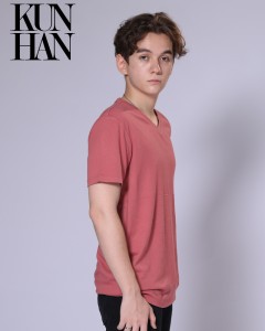 Men V-Neck Plain Plain Casual Slim T-Shirt